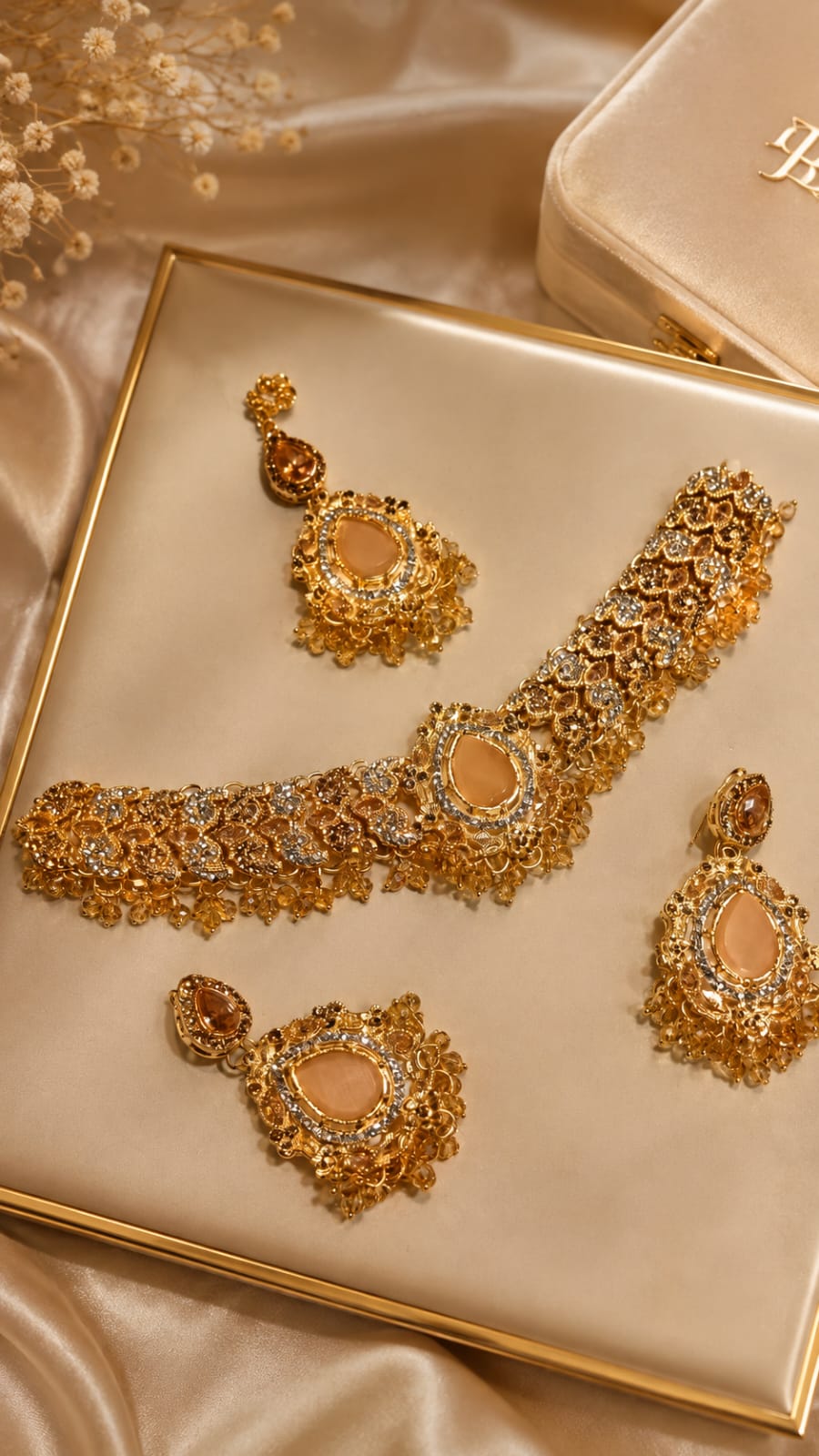 Elegant Gold Necklace & Earring Jewelry Set