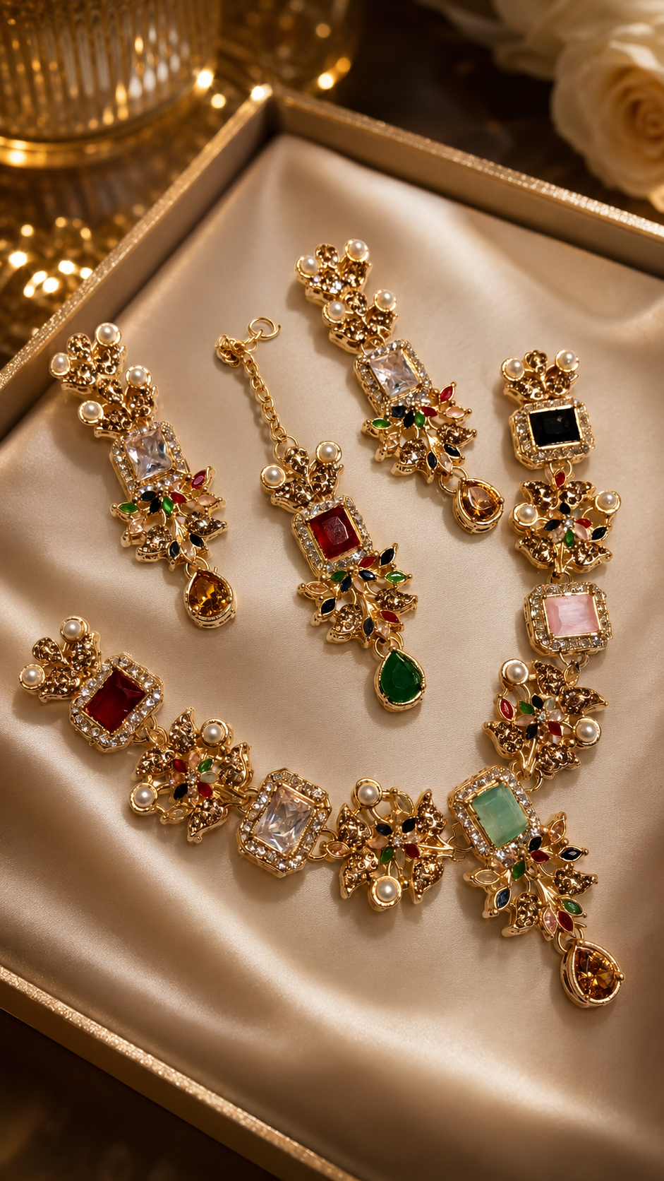 Luxury Floral Gemstone Jewelry Set