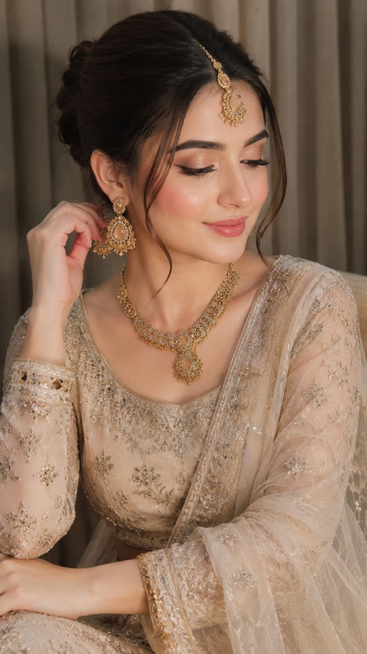Elegant Gold Necklace & Earring Jewelry Set
