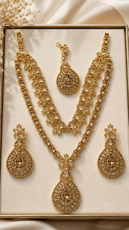 Elegant Gold Bridal Embroidered Dress