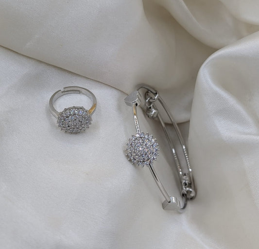 ✨ Elegant Silver Crystal Jewelry Set