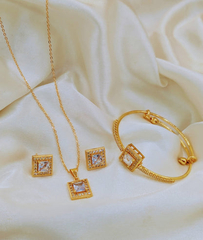 ✨ Elegant Square Crystal Jewellery Set ✨