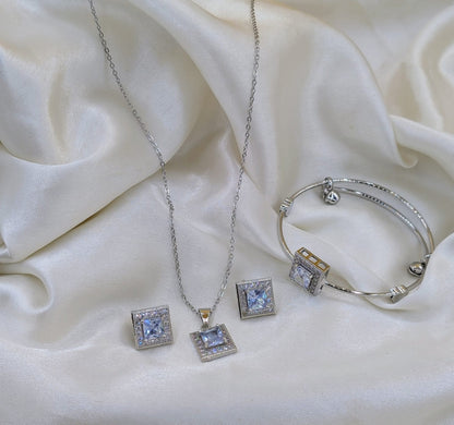 ✨ Elegant Square Crystal Jewellery Set ✨