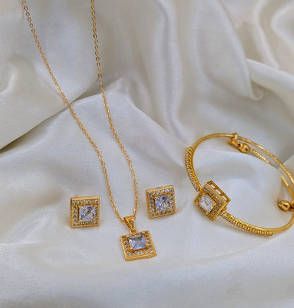 ✨ Elegant Square Crystal Jewellery Set ✨