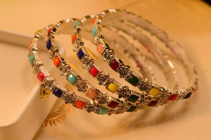🌈 Colorful Antique-Style Bangles Set