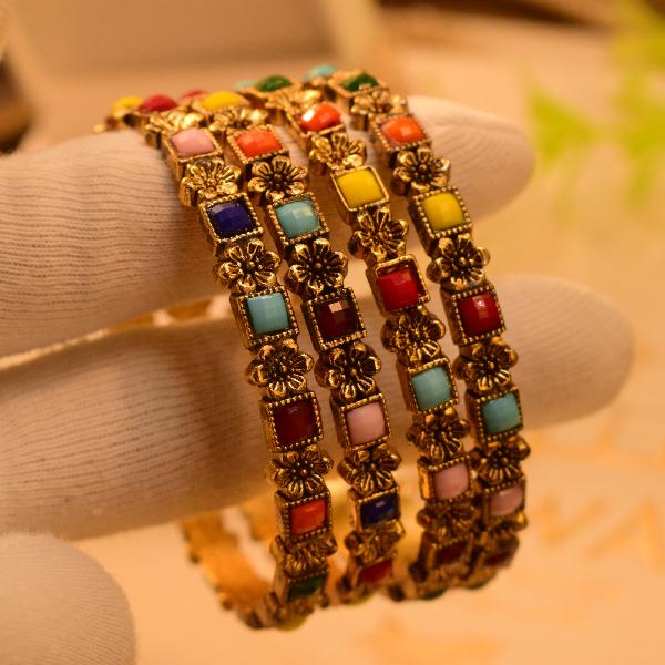 🌈 Colorful Antique-Style Bangles Set