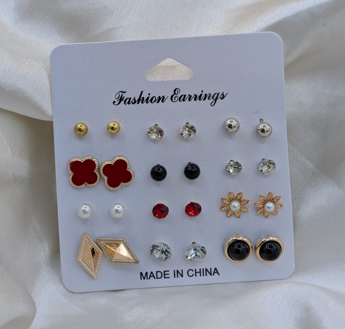 Fashion Earrings – 12 Pairs Set