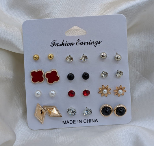 Fashion Earrings – 12 Pairs Set