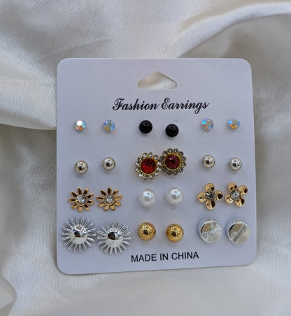 Fashion Earrings – 12 Pairs Set