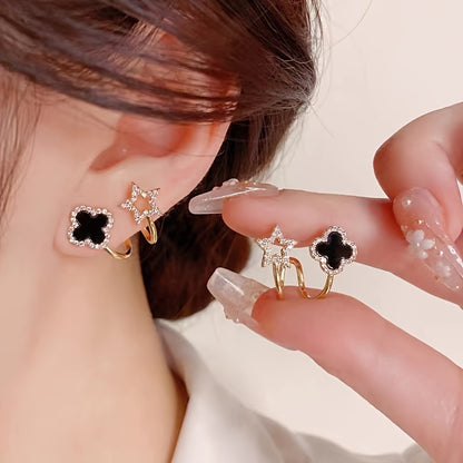 Clover Star Double-Layer Earrings