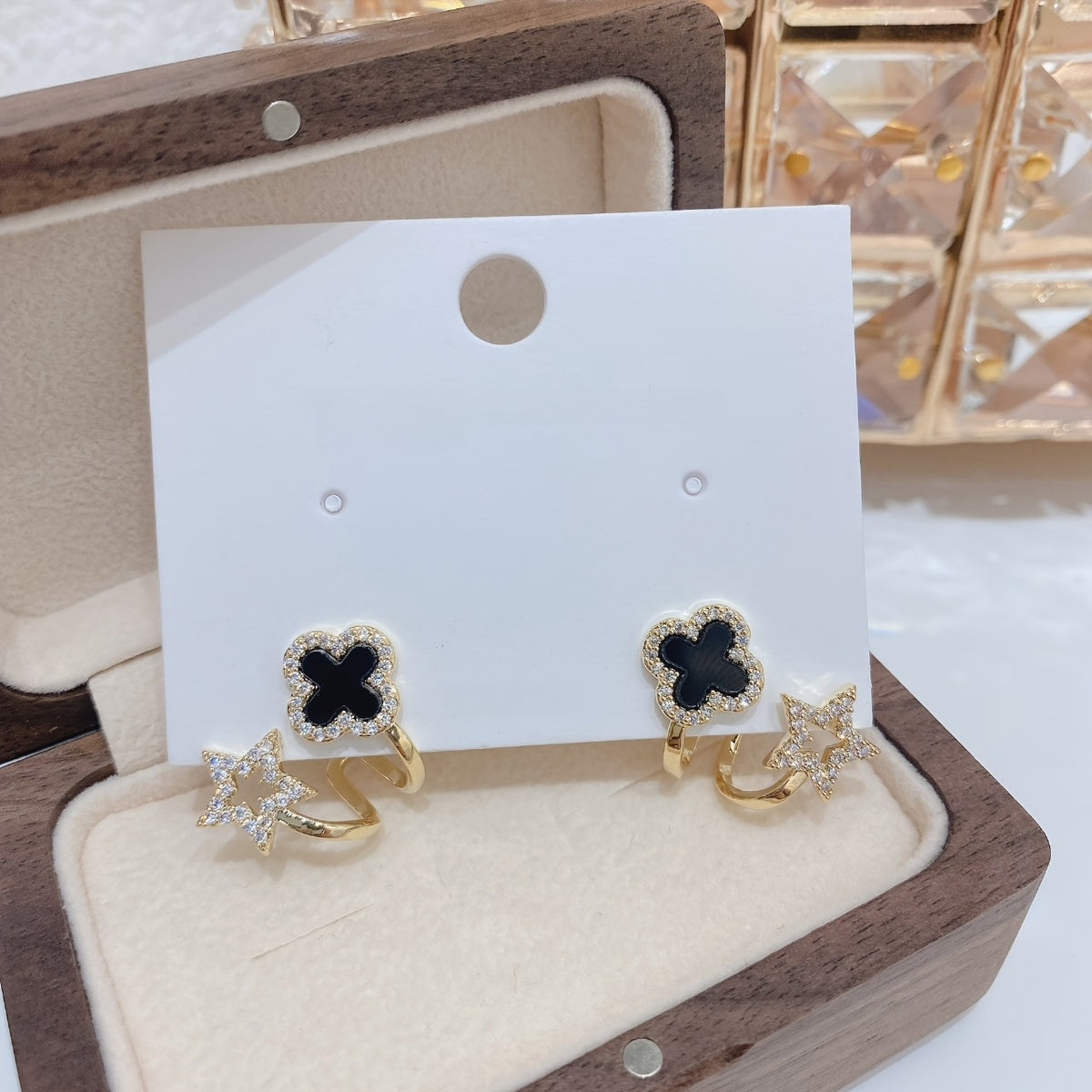 Clover Star Double-Layer Earrings