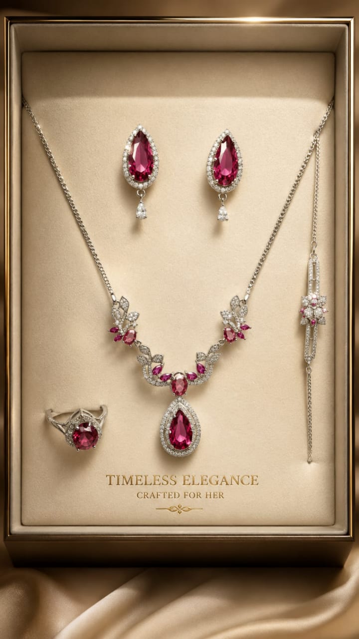 Ruby Red 4-Piece Luxury Jewelry Set