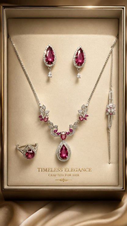 Ruby Red 4-Piece Luxury Jewelry Set