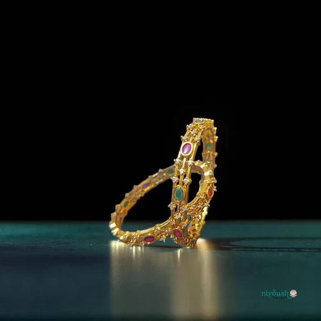 ✨💛 Elegant Multicolor Stone Gold-Plated Kangan 💛