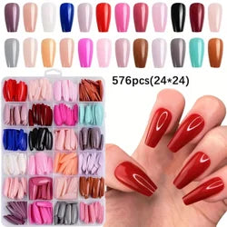 💅✨ 576 PCS Full Cover Press-On Nail Tips Set ✨💅